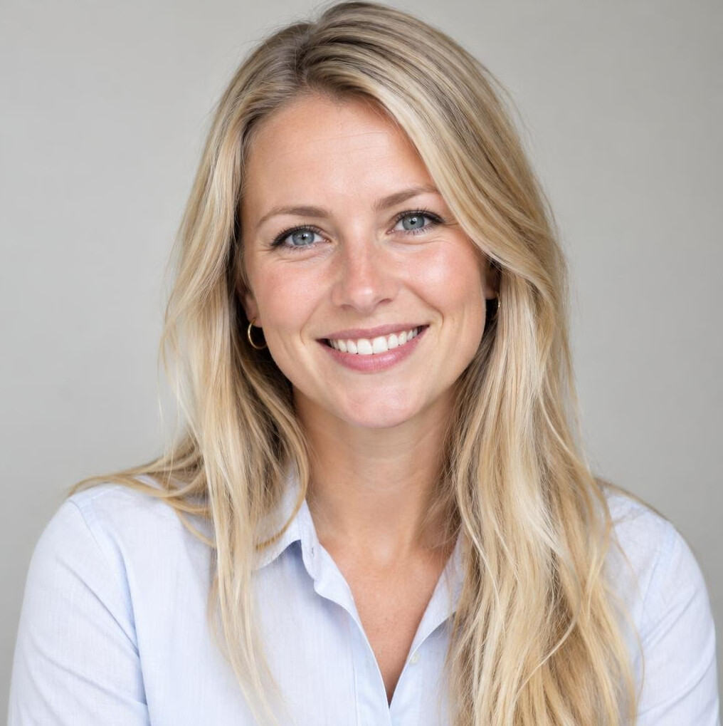 Portrait of a woman with long hair smiling